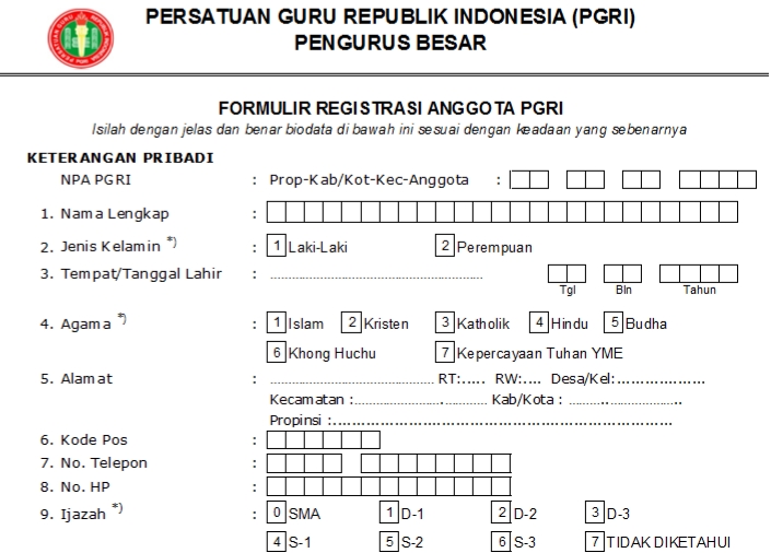 Pendaftaran PGRI Kab. Aceh Tengah - Persatuan Guru Republik Indonesia Cabang Kab. Aceh Tengah